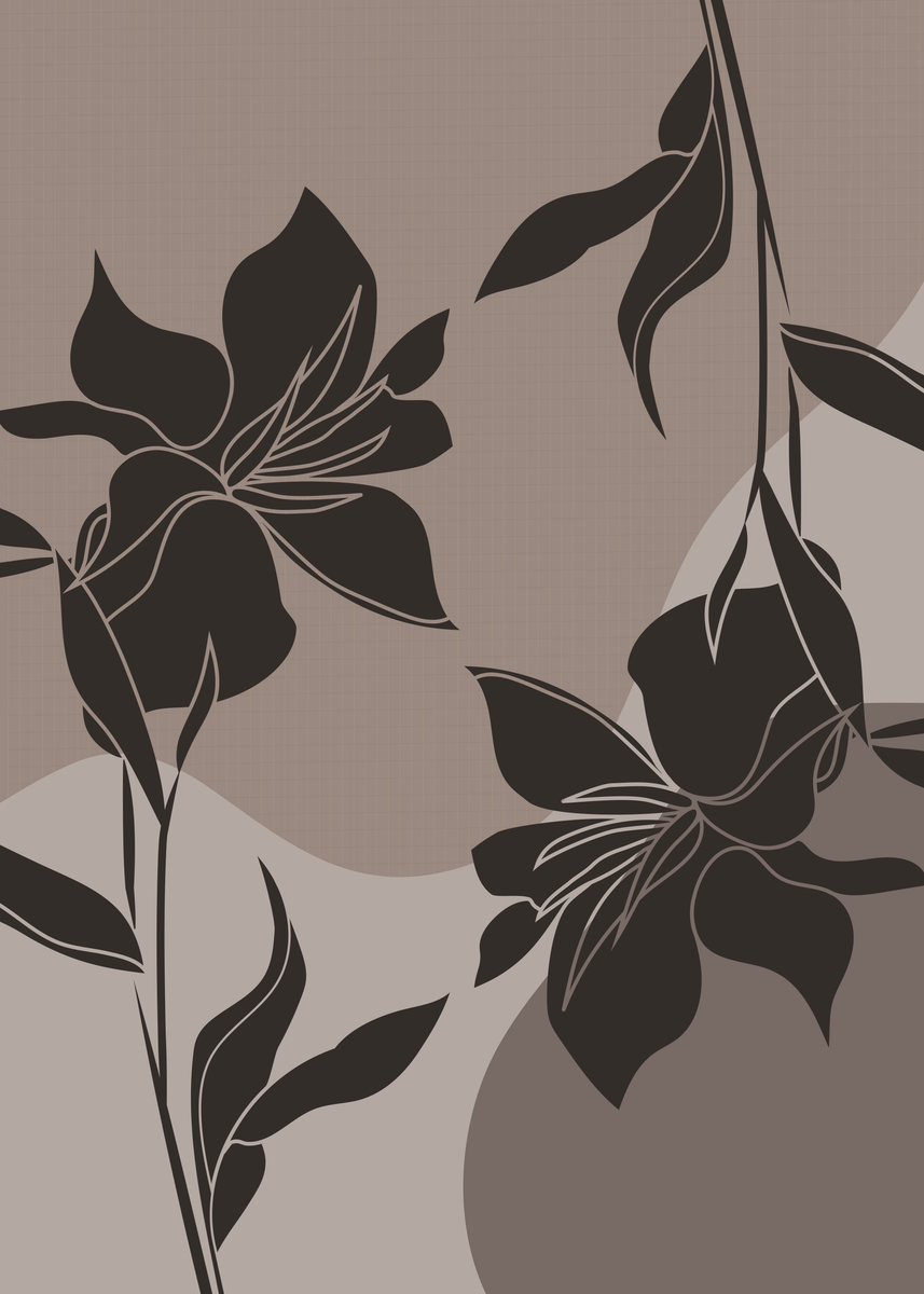 Poster - Flowy Lilies Brown