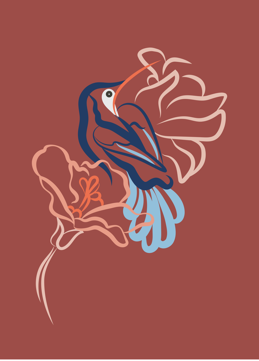 yisual - Poster - Featherline Bloom Red