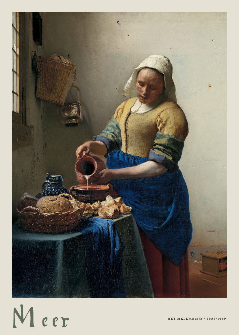 Poster - Het Melkmeisje Beige