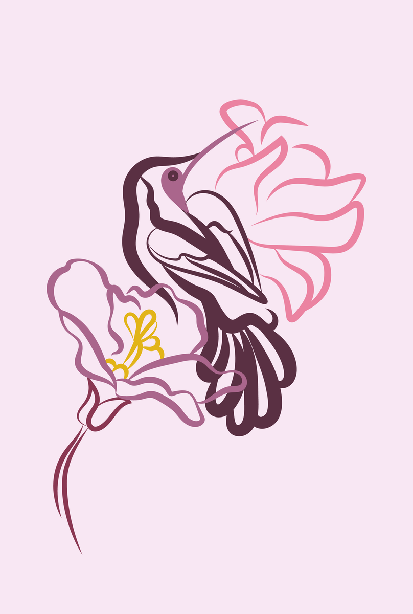 yisual - Poster - Featherline Bloom Pink
