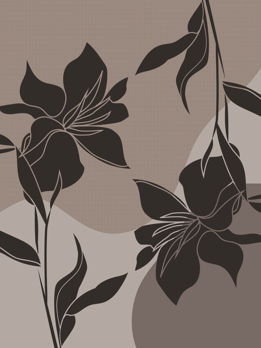 Poster - Flowy Lilies Brown