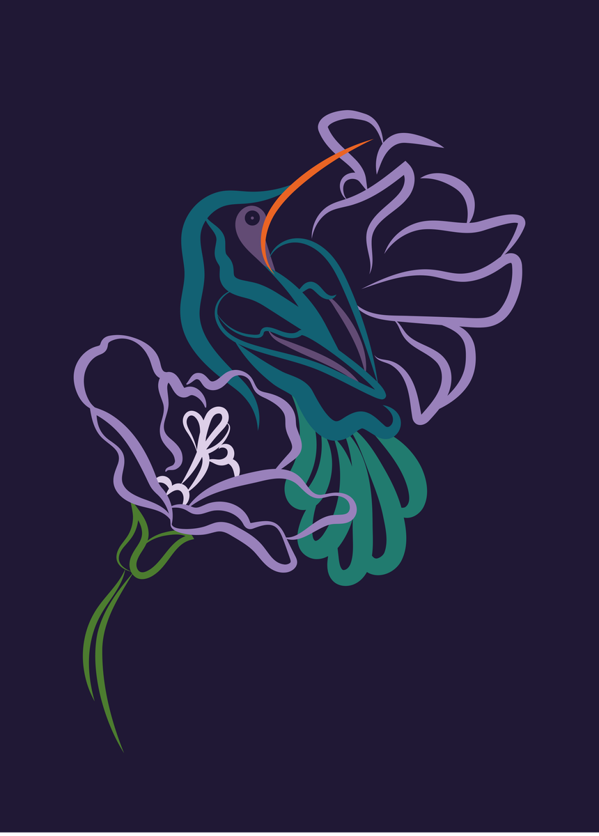 yisual - Poster - Featherline Bloom Blue