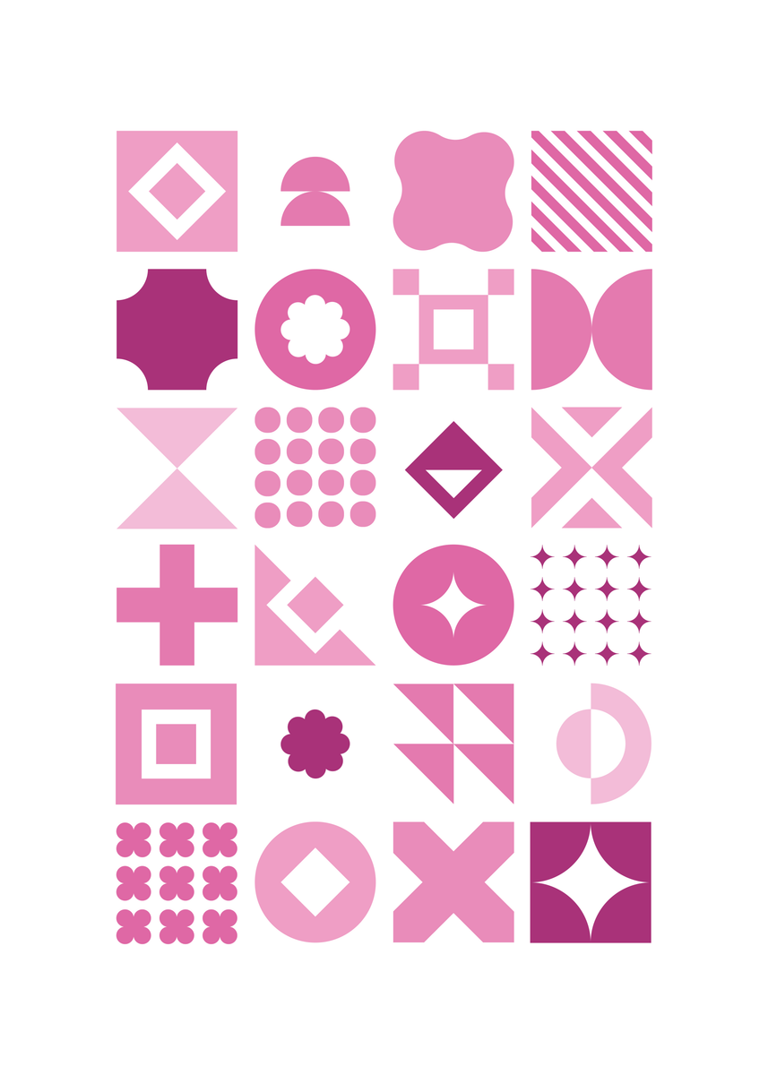 yisual - Poster - Cheerful Grid Pink