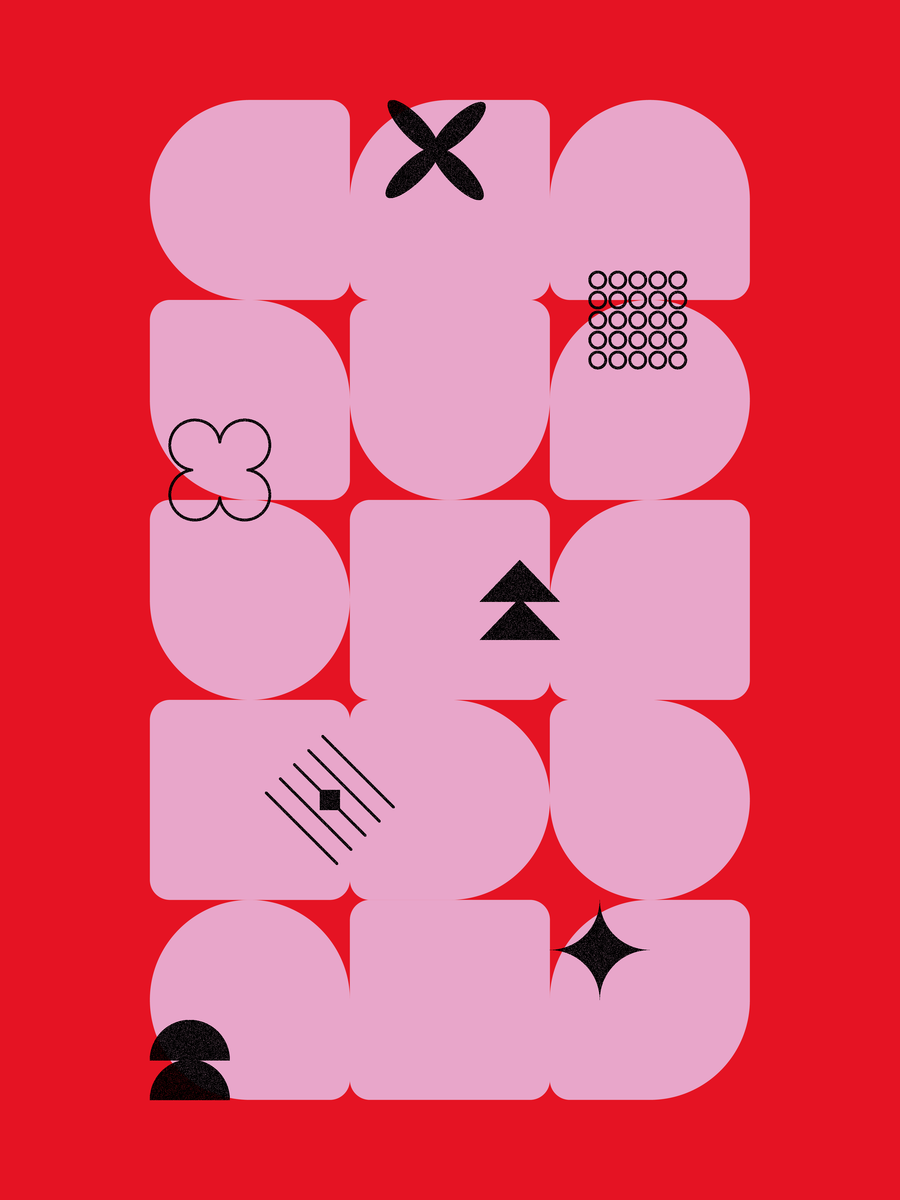 yisual - Poster - Funky Forms Red