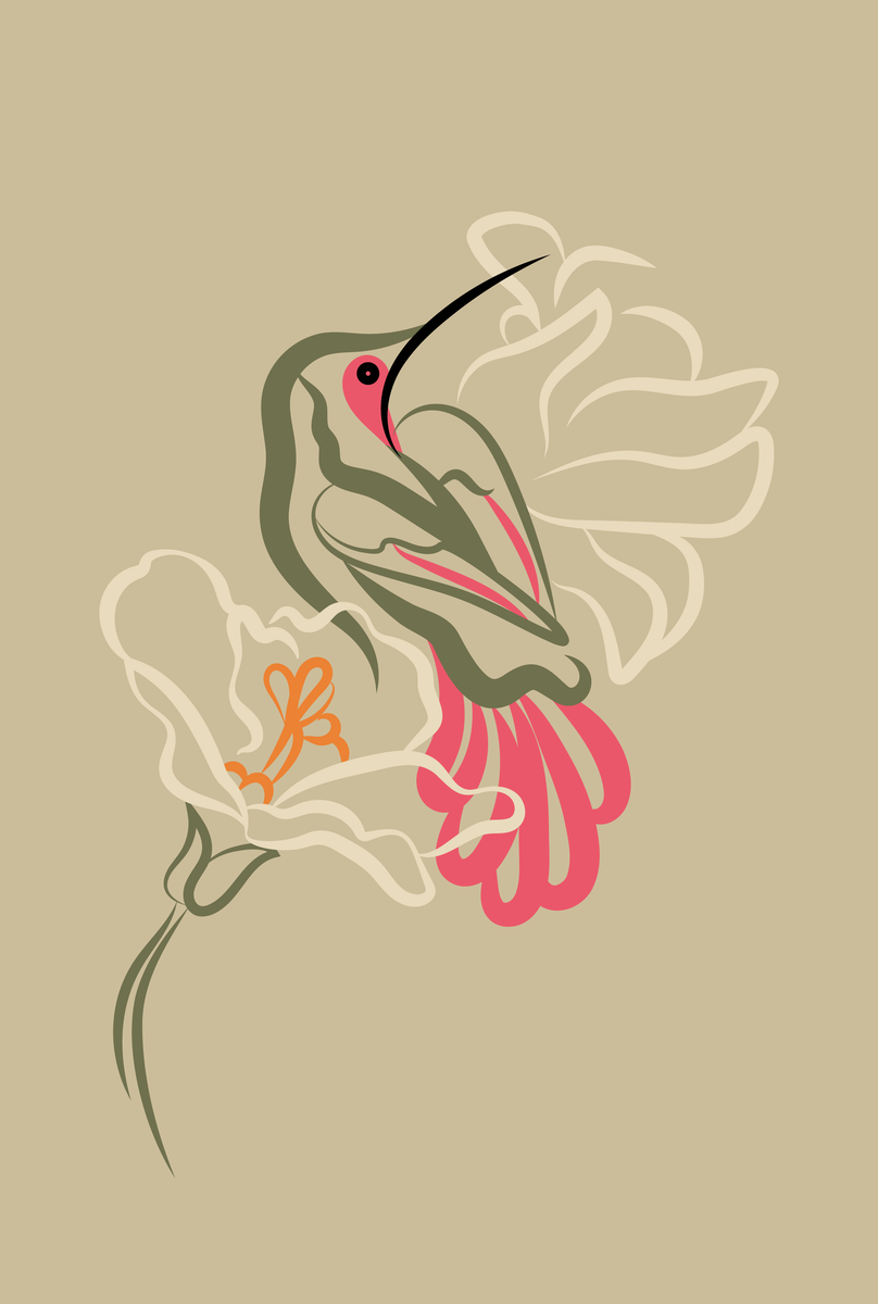 yisual - Poster - Featherline Bloom Beige