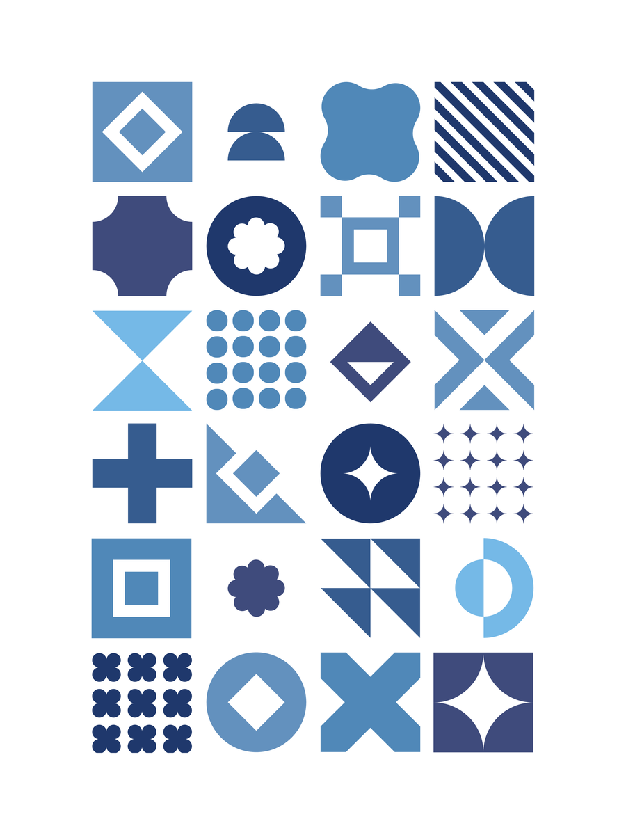 yisual - Poster - Cheerful Grid Blue