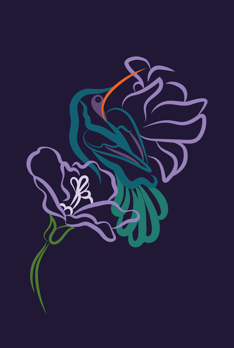yisual - Poster - Featherline Bloom Blue
