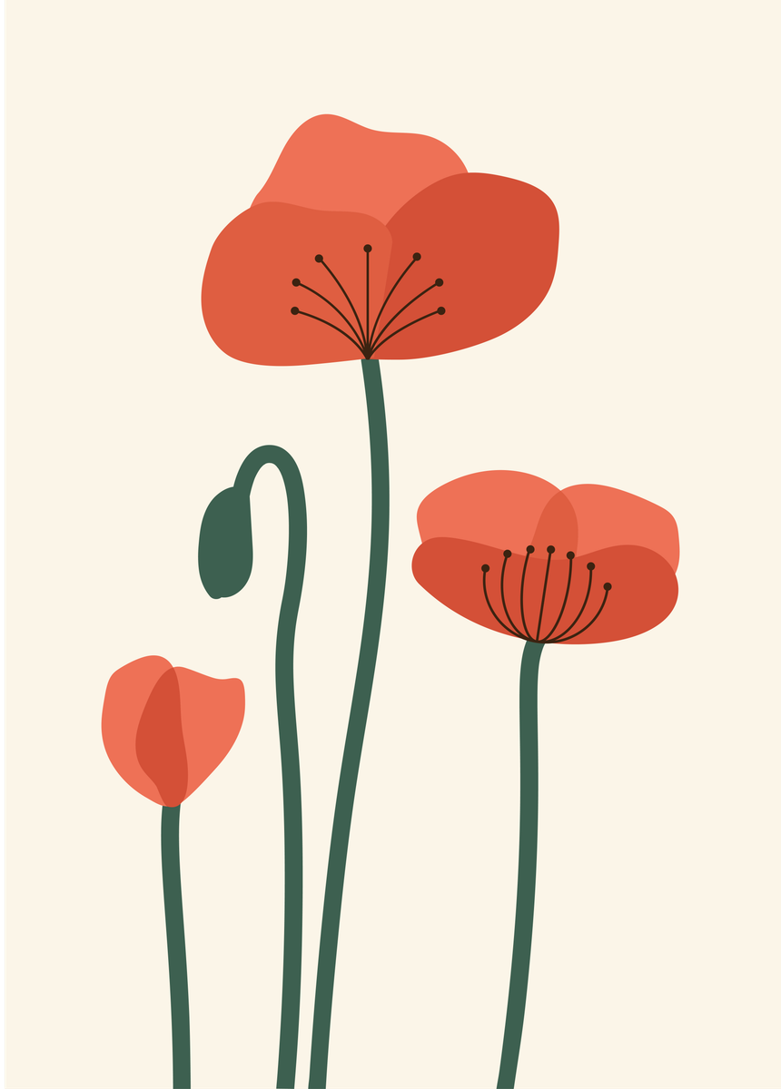 Poster - Wild Flowers Red
