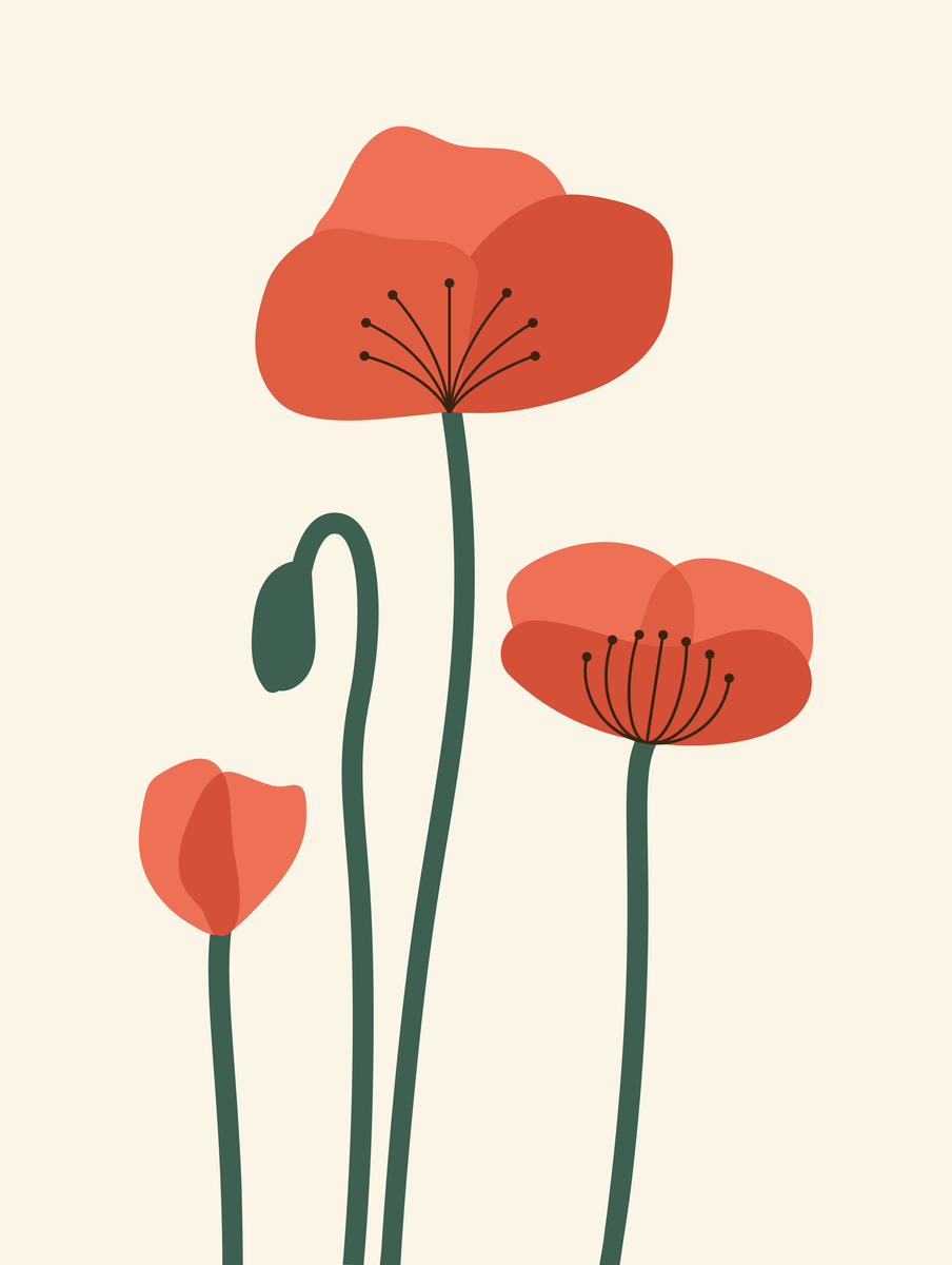 Poster - Wild Flowers Red